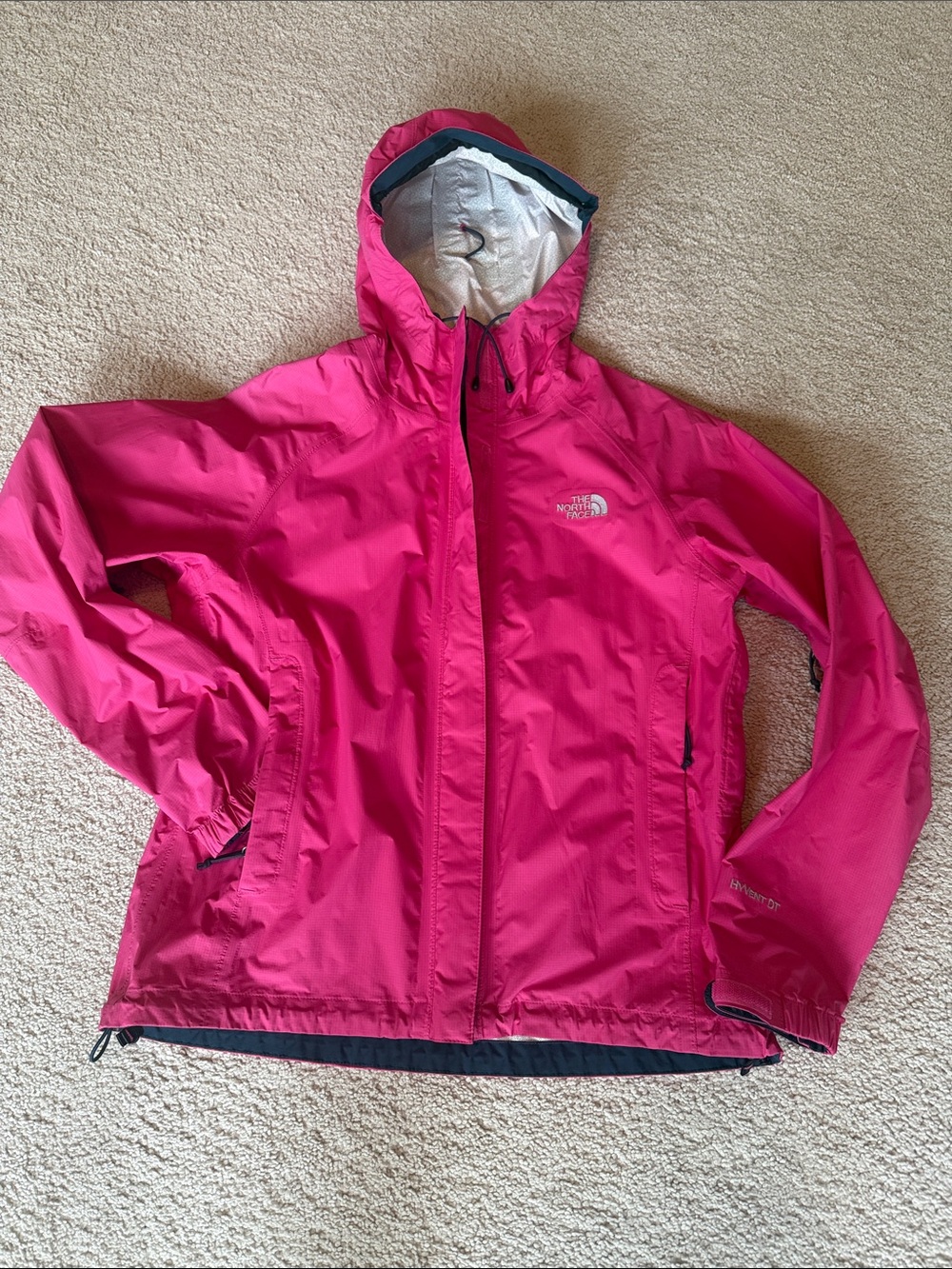 The North Face Women's Bright Pink Waterproof Hooded Ski Jacket. Size S/P